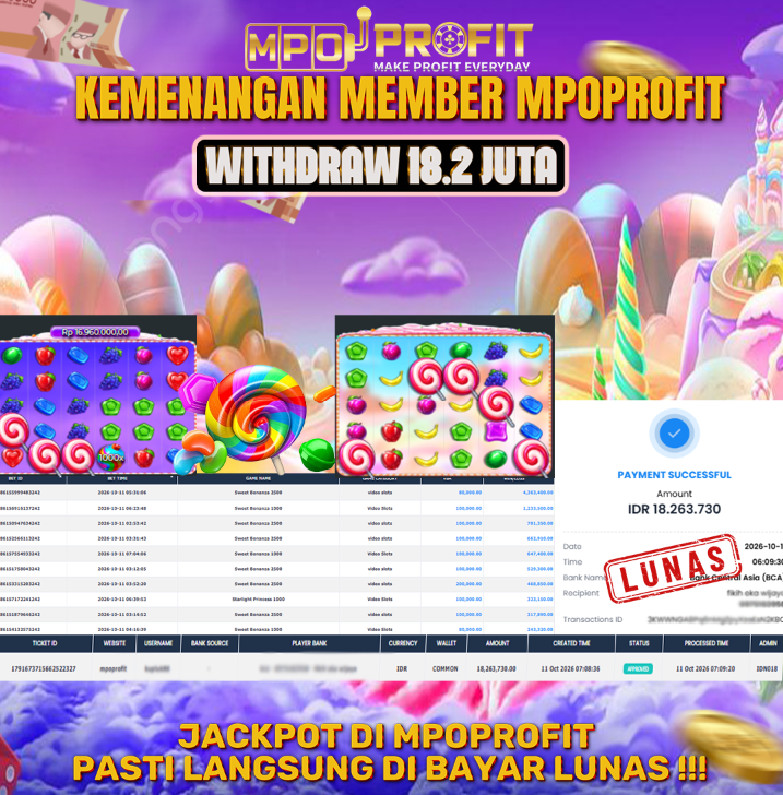 MPOPROFIT JACKPOT PRAGMATIC! KEMENANGAN MURNI DI (SWEET BONANZA 2500 TOTAL 18.263.730,- LUNAS)